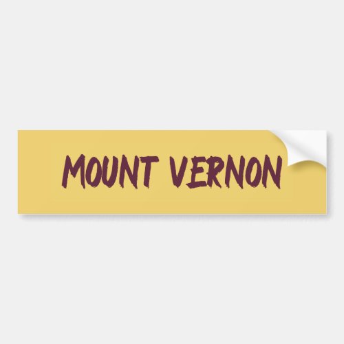 Mount Vernon Text Base Design on Yellow Background Bumper Sticker