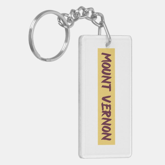 Mount Vernon Text Base Design on Yellow Background Keychain (Front Left)