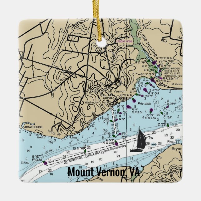 Mount Vernon VA Chart Ceramic Ornament (Front)