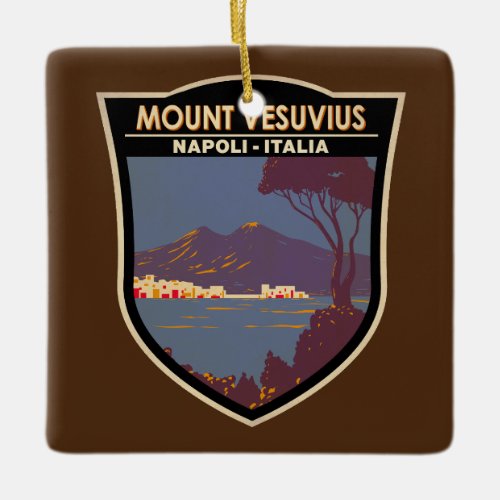 Mount Vesuvius Gulf of Naples Badge Vintage Ceramic Ornament