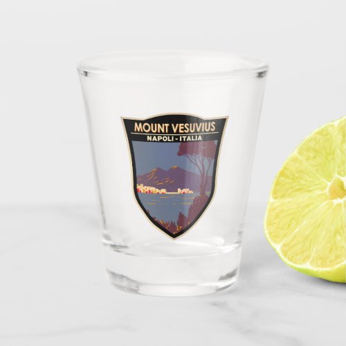 Mount Vesuvius Gulf of Naples Badge Vintage Shot Glass