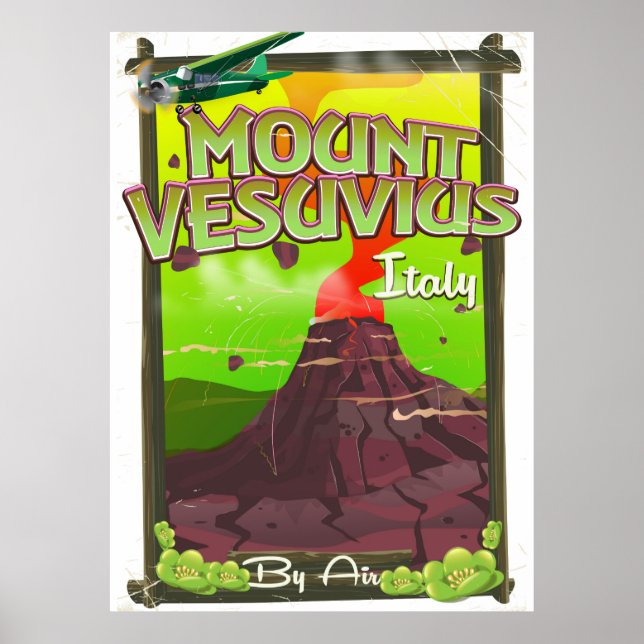 Mount Vesuvius Italian cartoon volcano Poster (Front)