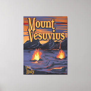 Mount Vesuvius volcano travel poster Canvas Print