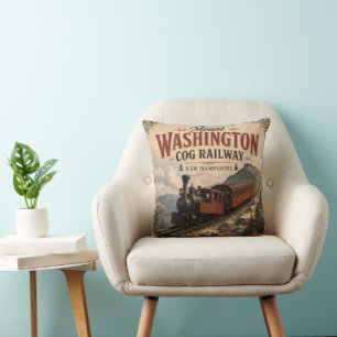 Mount Washington Cog Railway New Hampshire Vintage Throw Pillow