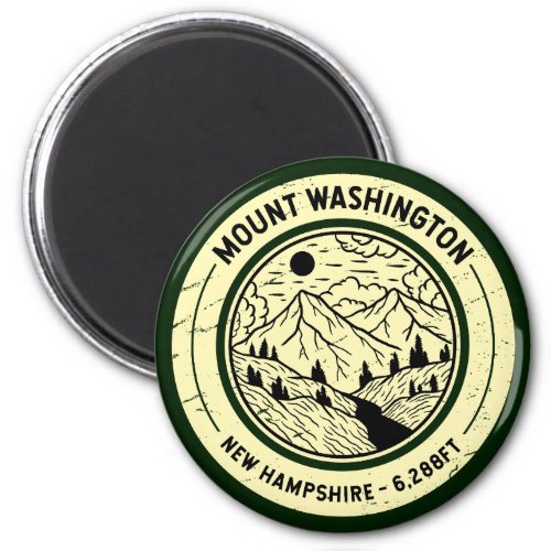 Mount Washington New Hampshire Hiking Skiing Retro Magnet