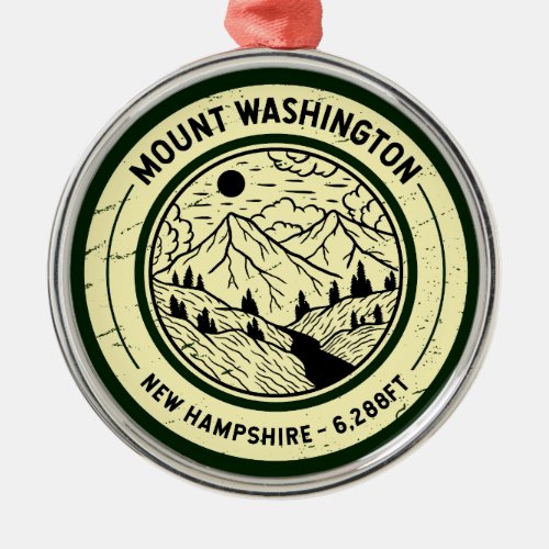 Mount Washington New Hampshire Hiking Skiing Retro Metal Ornament