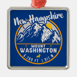 Mount Washington New Hampshire - Retro Mountain Metal Ornament