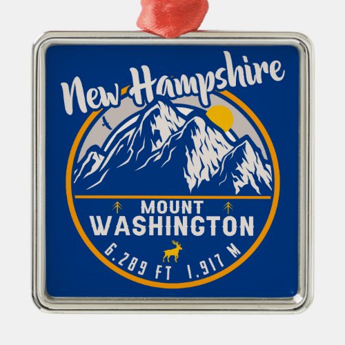Mount Washington New Hampshire _ Retro Mountain Metal Ornament