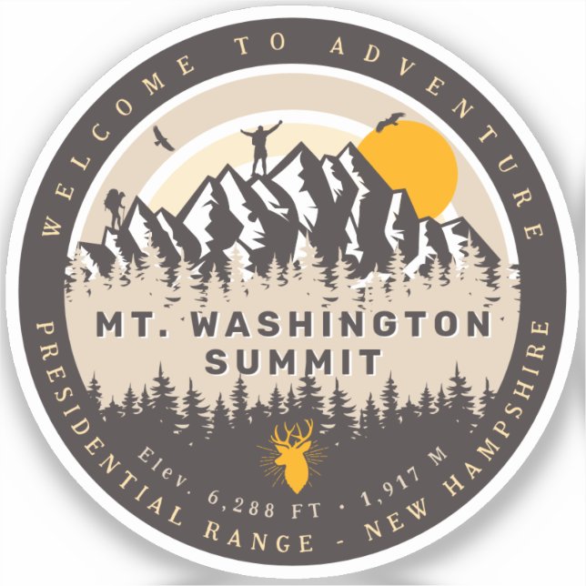 Mount Washington New Hampshire Summit Hike Camping Sticker (Front)