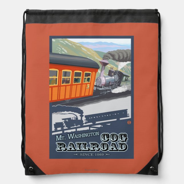Mount Washington, New HampshireCog Railroad Drawstring Bag (Front)