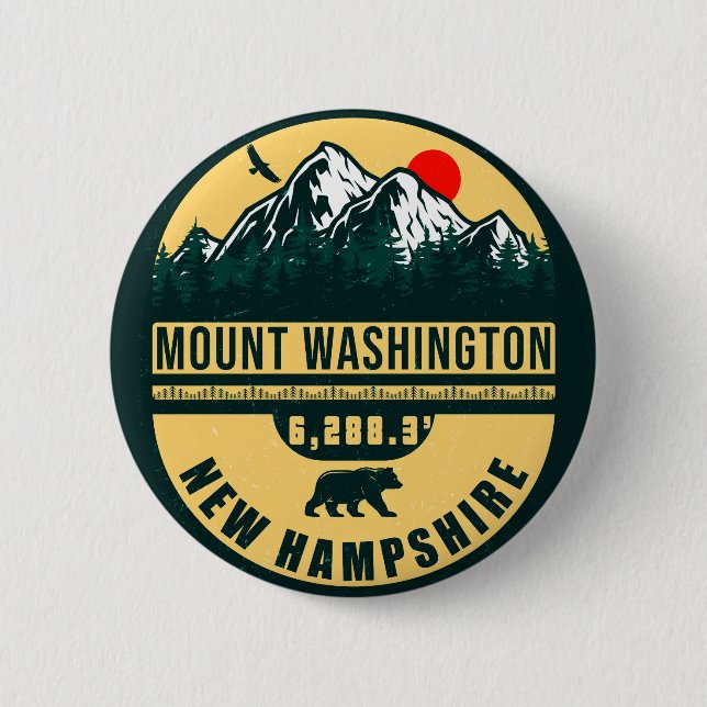 Mount Washington Nh Retro Sunset Souvenirs 60s Button (Front)