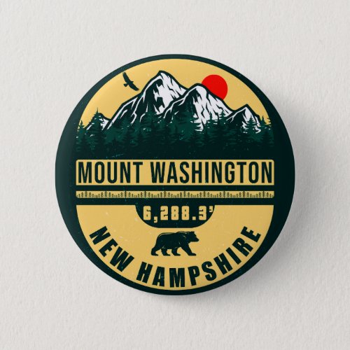 Mount Washington Nh Retro Sunset Souvenirs 60s Button