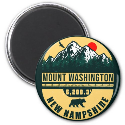Mount Washington Nh Retro Sunset Souvenirs 60s Magnet