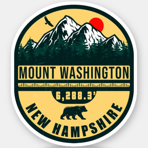 Mount Washington Nh Retro Sunset Souvenirs 80s Sticker