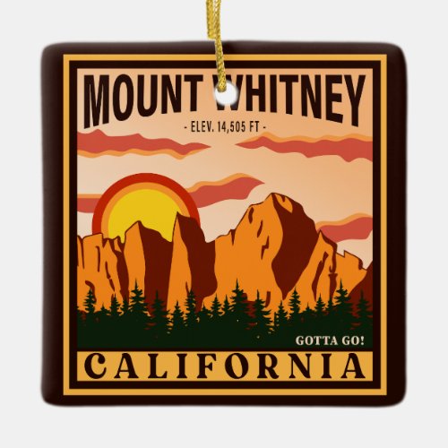 Mount Whitney California Sierra Nevada Vintage Ceramic Ornament