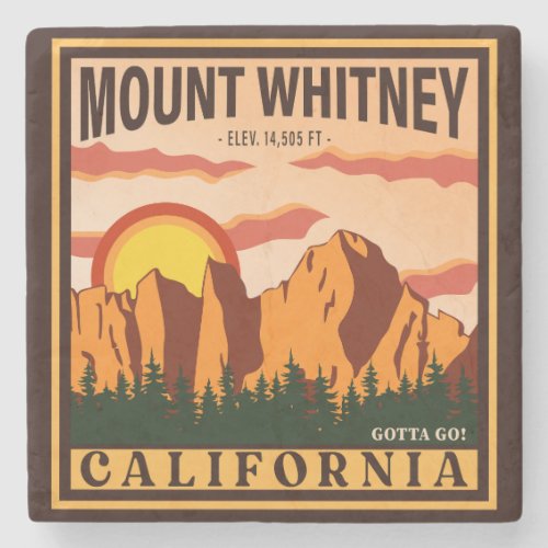 Mount Whitney California Sierra Nevada Vintage Stone Coaster