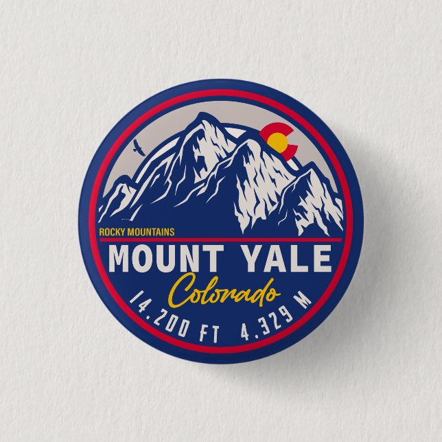 Mount Yale Colorado - 14ers fourteener Sunset Button (Front)