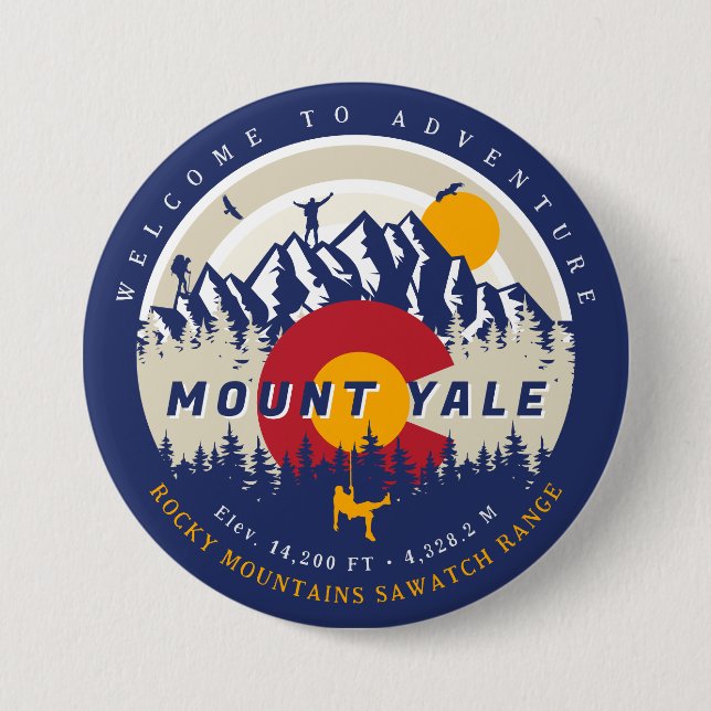 Mount Yale Colorado Flag 14ers Fourteener Climbing Button (Front)