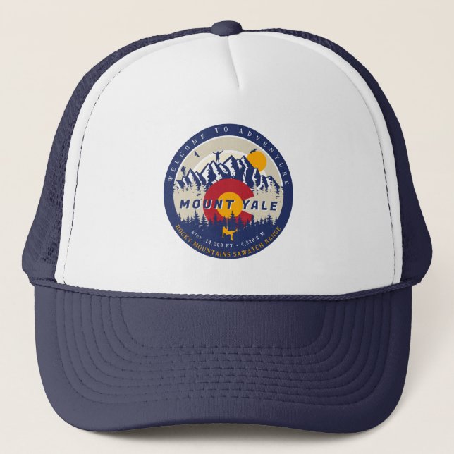 Mount Yale Colorado Flag 14ers Fourteener Climbing Trucker Hat (Front)