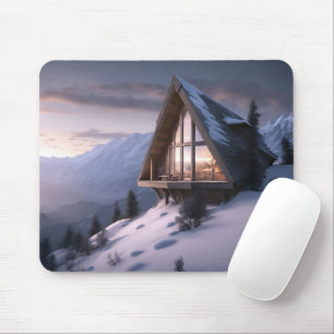 Mountain A-Frame Chalet In Winter Mouse Pad
