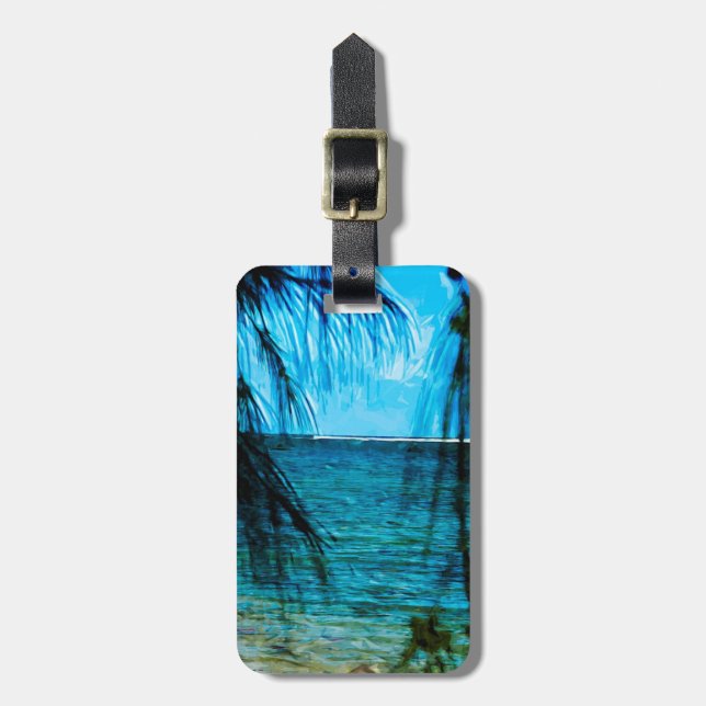 Mountain Across Hanalei Bay Kauai Abstract Luggage Tag (Front Vertical)