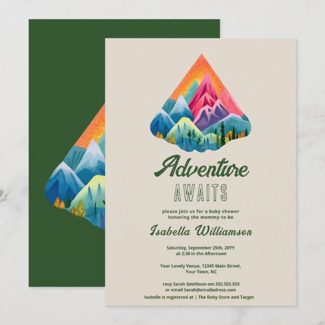 Mountain Adventure Awaits Baby Shower  Invitation (Front/Back)