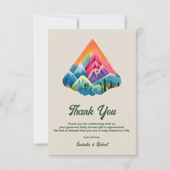 Mountain Adventure Awaits Baby Shower  Thank You Card (Front)