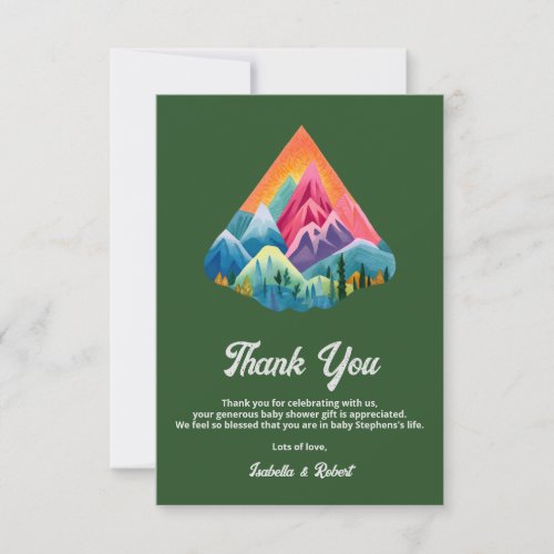 Mountain Adventure Awaits Baby Shower  Thank You Card