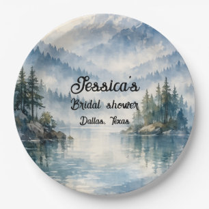 Mountain Adventure Boho Lake Bridal shower Paper Plates
