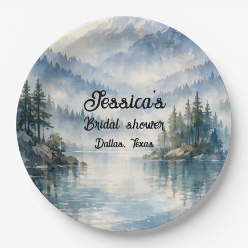 Mountain Adventure Boho Lake Bridal shower Paper Plates