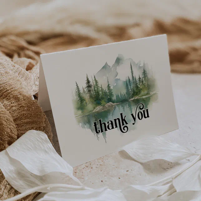 Mountain Adventure Forest Greenery Thank You Card | Zazzle