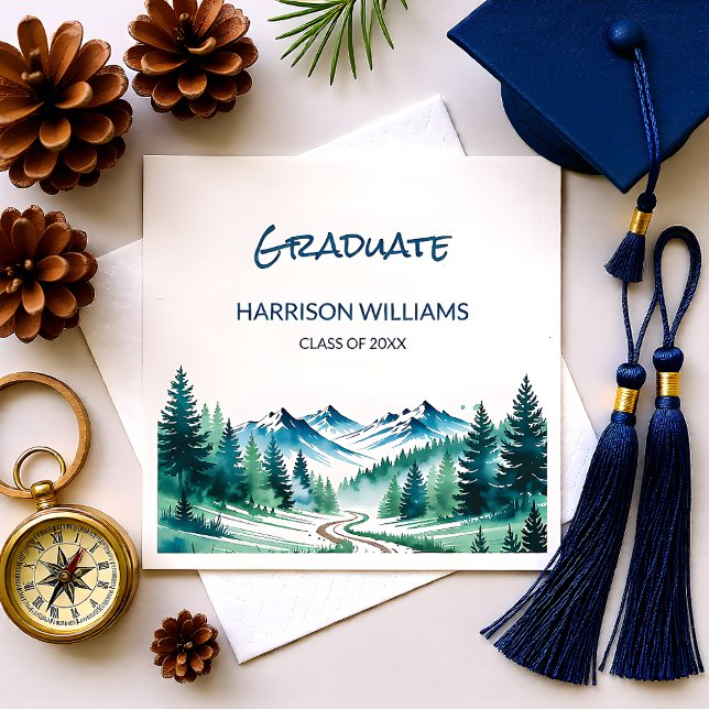 Mountain Adventure Grad Party Decor Napkins (Creator Uploaded)