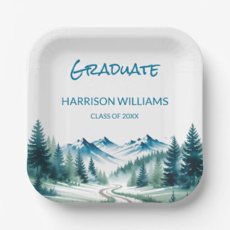 Mountain Adventure Grad Party Look Paper Plates