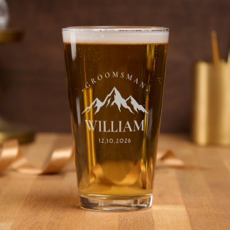 Mountain Adventure Groomsman Gift Or Best Man Gift Pint Glass