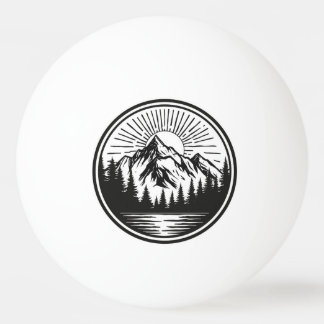 Mountain Adventure Logo | Camping Badge | Outdoor Ping Pong Ball