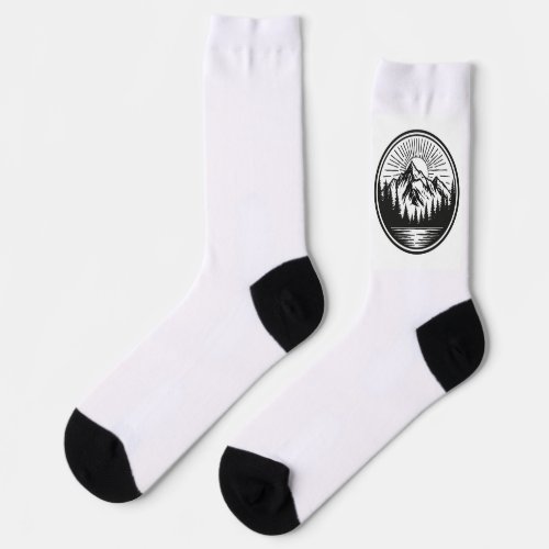 Mountain Adventure Logo | Camping Badge | Outdoor  Socks