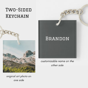 Mountain adventure, Personalized Men's Name Keychain