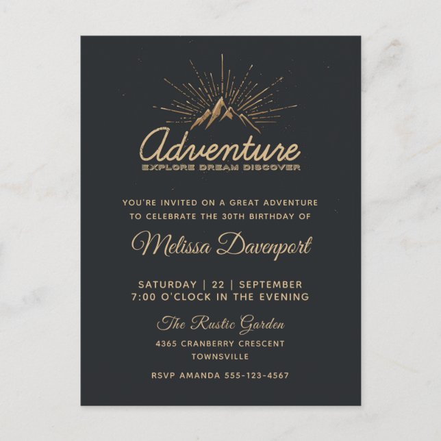 Mountain Adventure Rustic Birthday Party Invite (Front)