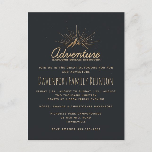 Mountain Adventure Rustic Family Reunion Invite (Front)