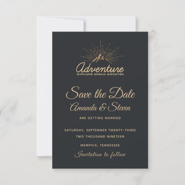 Mountain Adventure Rustic Save The Date (Front)