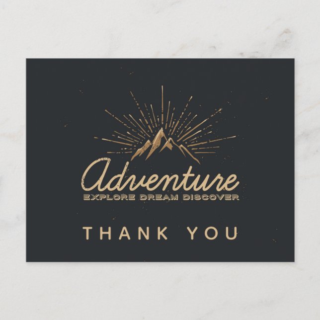 Mountain Adventure Rustic Thank You Postcard (Front)