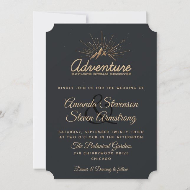 Mountain Adventure Rustic Wedding Invitation (Front)