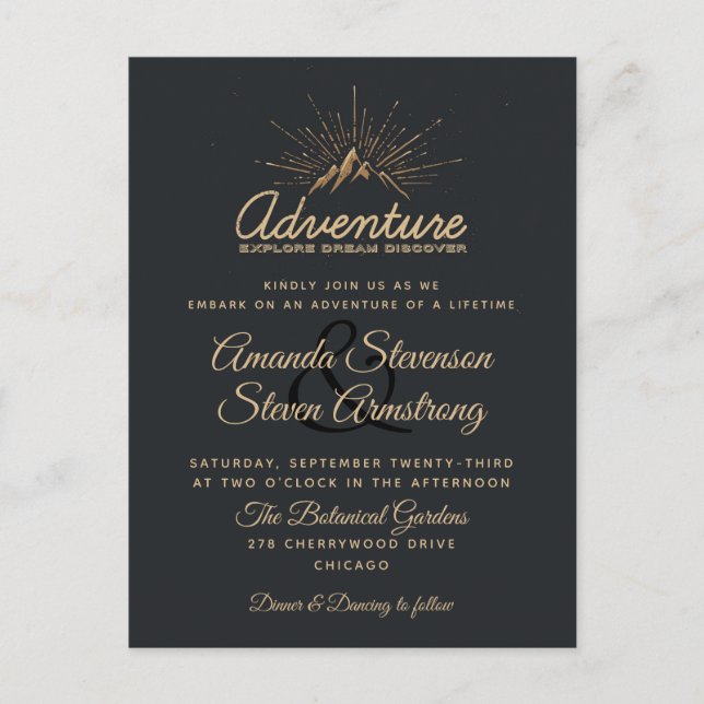 Mountain Adventure Rustic Wedding Invite (Front)