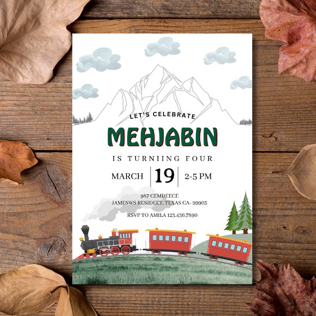 Mountain Adventure Steam Train Birthday Invitation (Mountain Adventure Steam Train Birthday Invitation
)