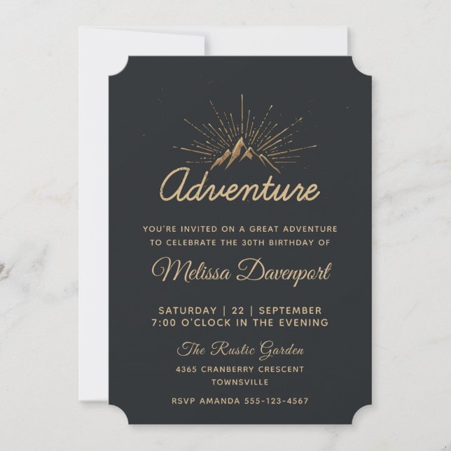 Mountain Adventure Typography Party Invitation (Front)