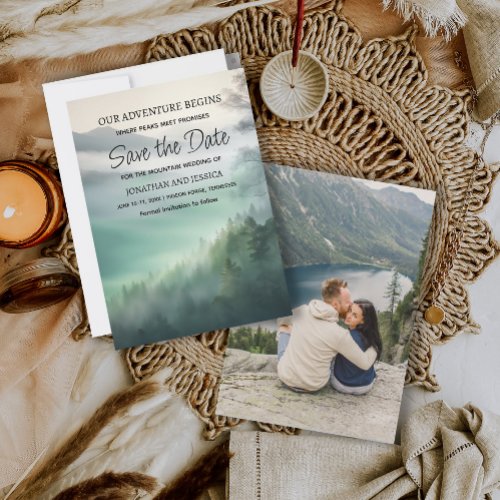 Mountain Adventure Wedding Photo Save Date  Save The Date
