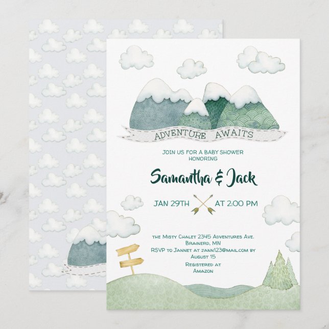 Mountain Adventures Baby Shower Invitation (Front/Back)