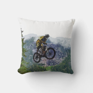 Mountain Air - BMX Rider Throw Pillow