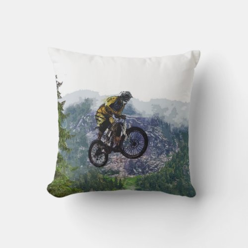 Mountain Air _ BMX Rider Throw Pillow