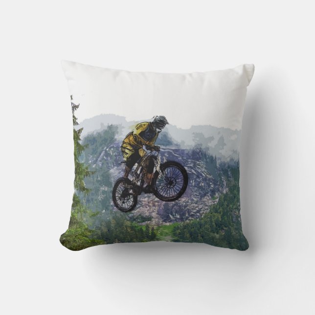 Mountain Air - BMX Rider Throw Pillow (Front)